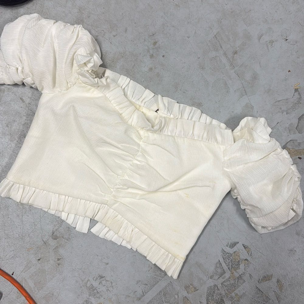 White Ruffled Crop Top from Keepsake - Size Medium - Like New - White Crop
